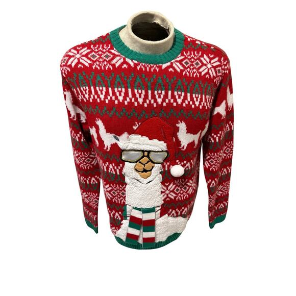 Holiday Time Reindeer Ugly Christmas Sweater Lights Sunglasses Men’s L - Picture 1 of 4